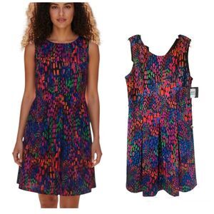 Ellen Tracy Women's Multi-color Sleeveless Sheath Dress Sz 16 NWT